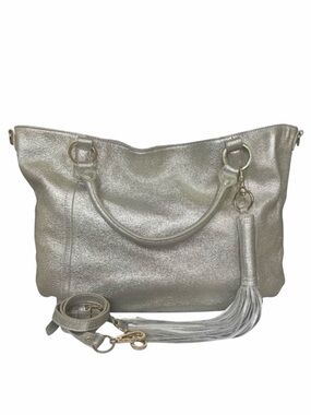 G.I.L.I. Metallic Champagne Gold Leather Roma Tote Satchel Bag